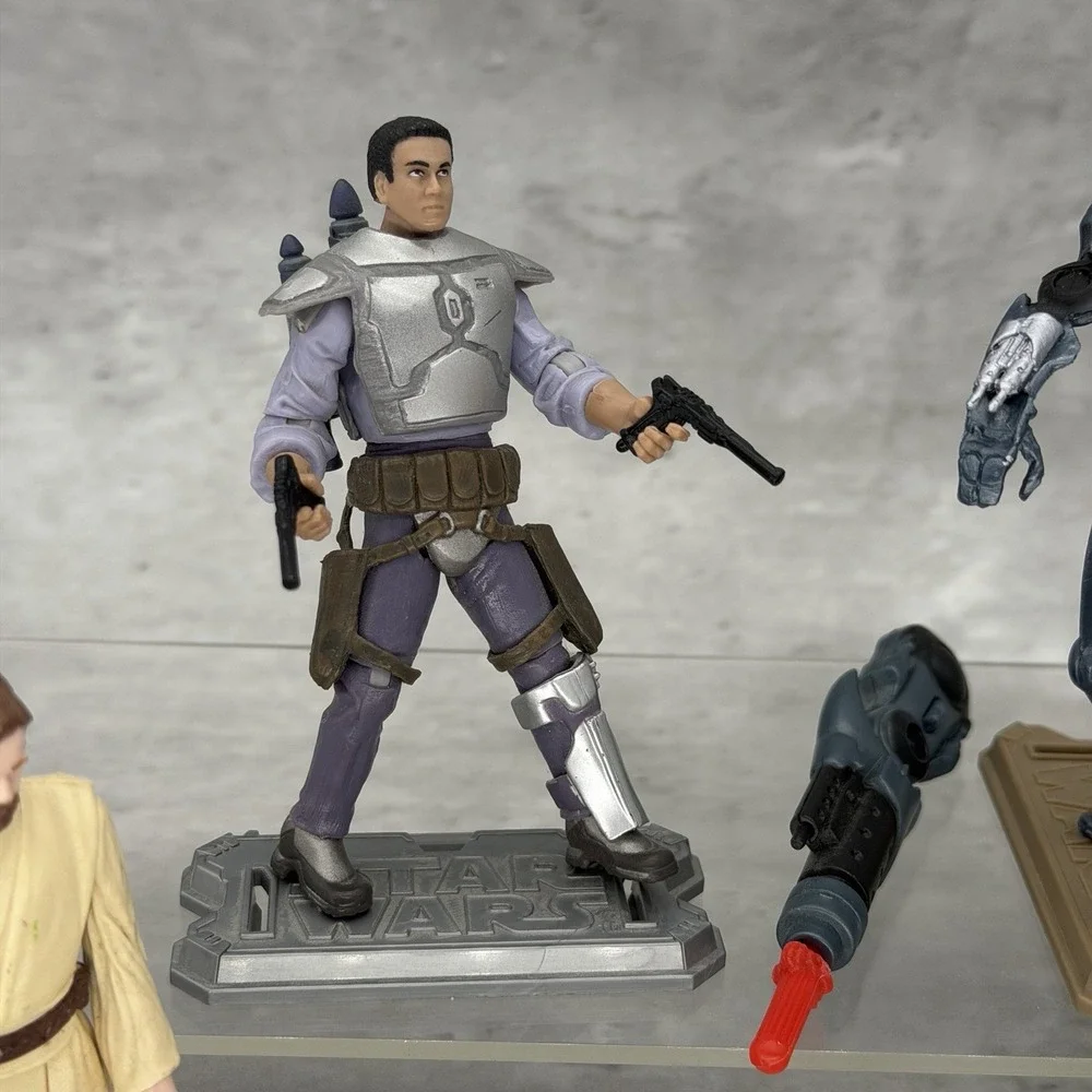 Star Wars Attack Of The Clones Action figure Lot Jango Fett Super Battle Droid